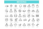 Set of outline Bedding icons, an Outline Icon by Tettygreen (Thumbnail 1 of 2)