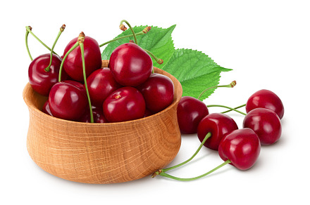 red sweet cherry in wooden bowl, a Food & Drink Photo by NataPhoto