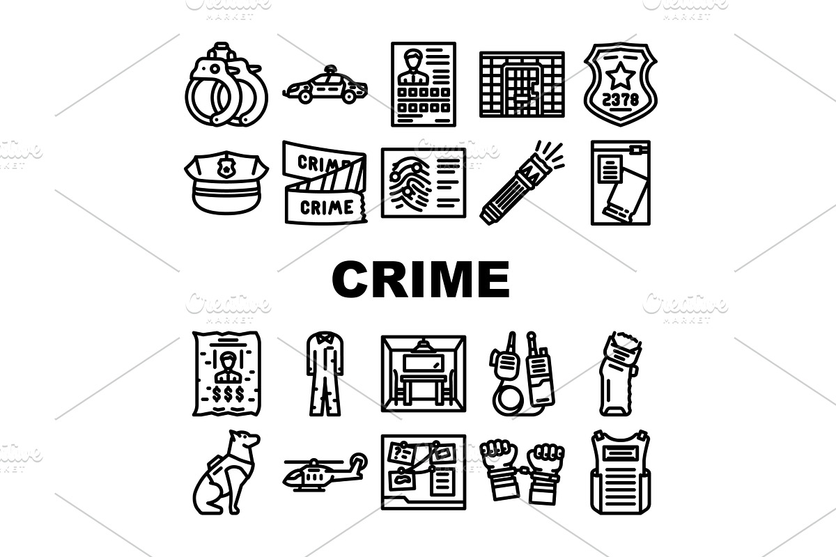 crime scene police criminal icons, a Technology Illustration by pikepicture