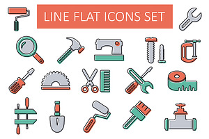 Line flat icon set, an Outline Icon by AlexZeL