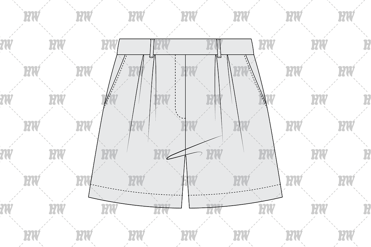 Unisex Pleated Shorts Fashion Flat, a Bottom Mockup by haydenwentworth (Photo 2 of 3)