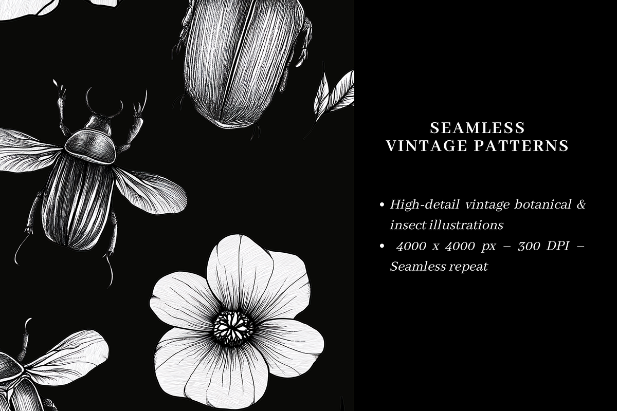 Vintage Botanical Engraving Patterns, a Pattern Graphic by LUSH Studio (Photo 2 of 6)