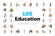 100 Education Isometric Icons, a Duotone Icon by Vectors Market (Thumbnail 1 of 3)