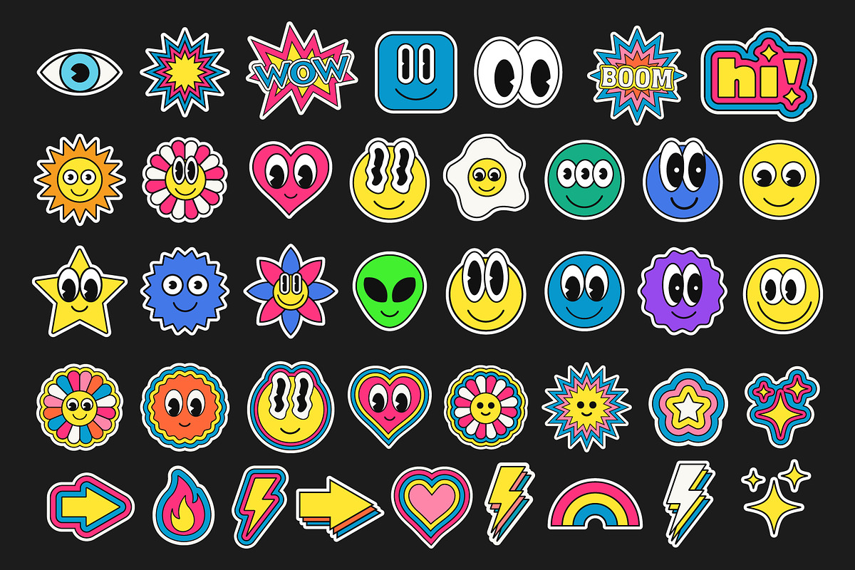COOL POP ART VECTOR STICKERS SET, a Decorative Illustration by craftlove (Photo 2 of 4)