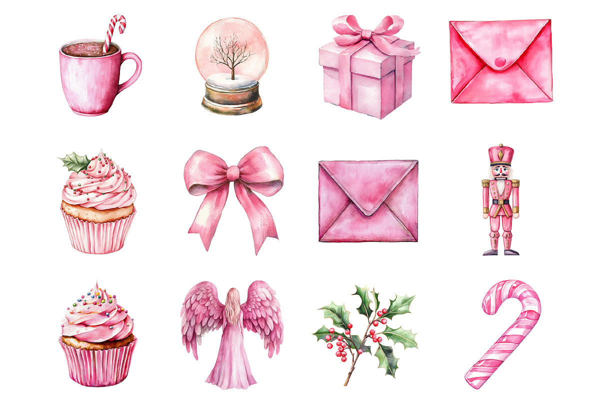 Pink Christmas Doodles Clipart, an Illustration by Design Market (Photo 3 of 3)