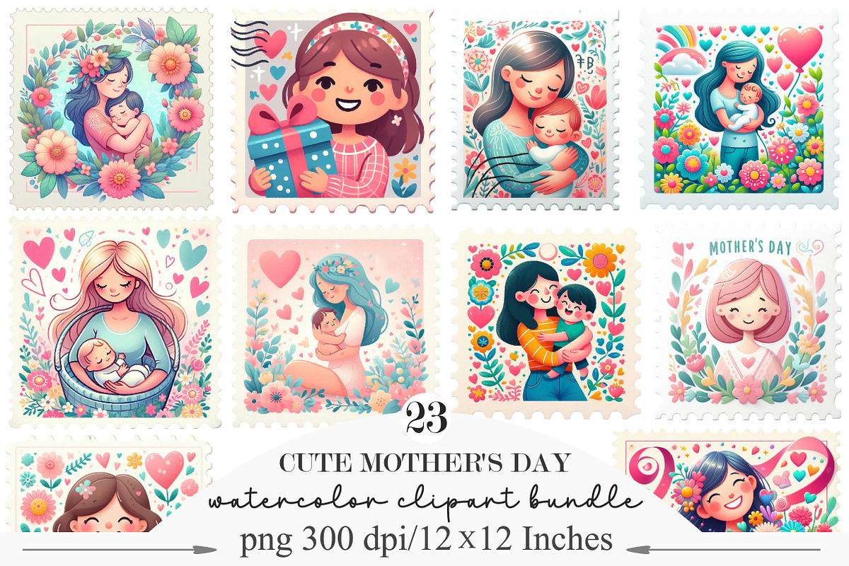 Cute Mother's Day Postage Stamp, an Illustration by Designking (Photo 1 of 4)