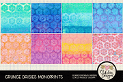 Grunge Daisies Monoprint Backgrounds, a Texture Graphic by Clikchic Designs (Thumbnail 2 of 5)