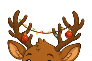 Cute anime reindeer with antlers and, an Illustration by Dvoevnore photos