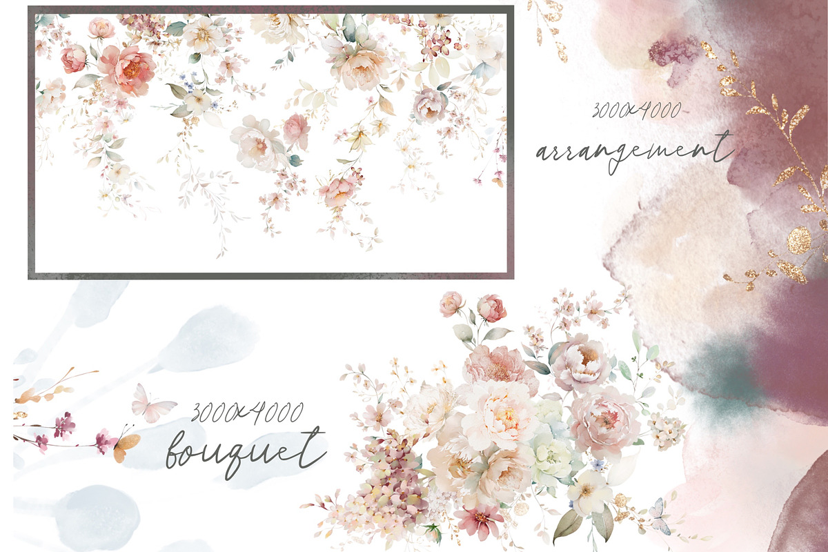 watercolor flowers botanical bundle, a Decorative Illustration by Edith’s World (Photo 9 of 14)