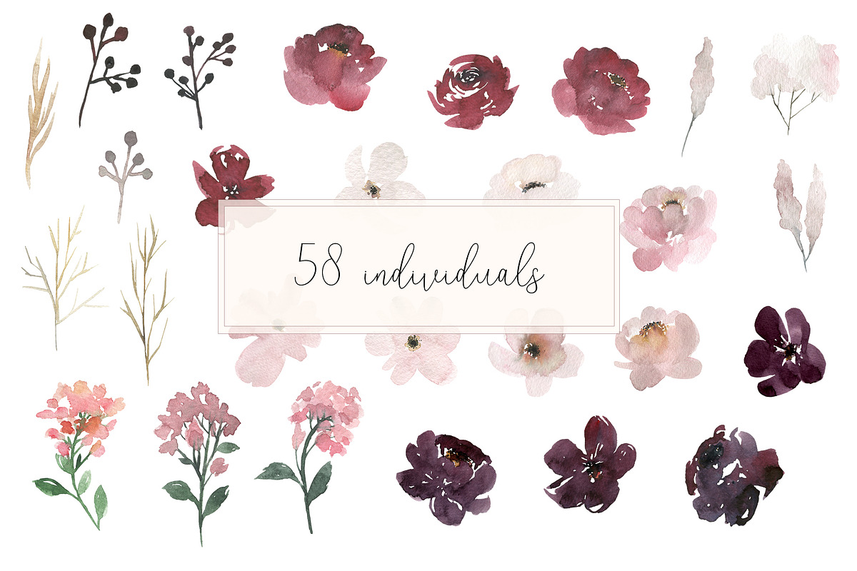 Grace - Blush & Plum Florals, an Illustration by MariePierLaf (Photo 2 of 7)