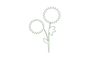 Stylized flower outline with two, an Object Illustration by okskukuruza
