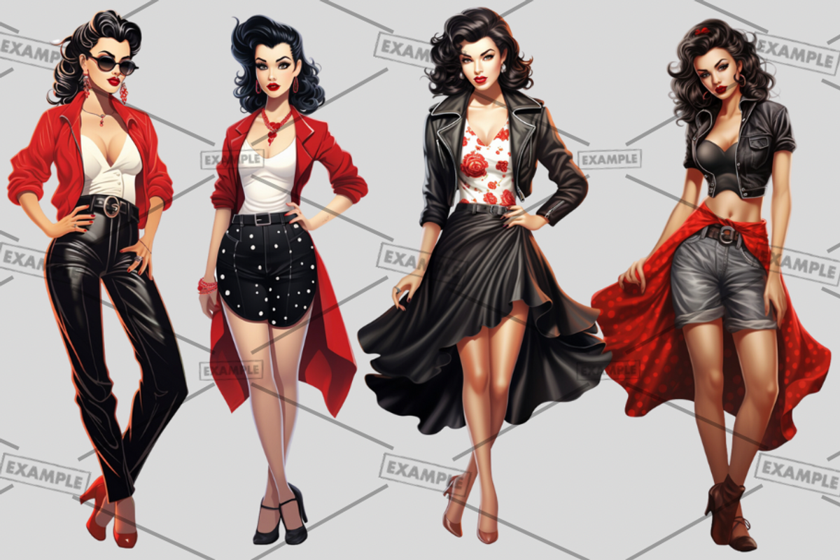 Rockabilly Women Bundle of 33, a Graphic by Jay Major Designs (Photo 3 of 11)