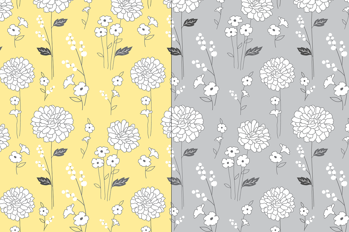 Seamless Yellow & Grey Patterns preview 3