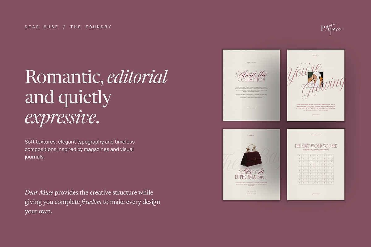 DEAR MUSE Canva Instagram Templates, a Social Media Template by Patrace Studio (Photo 7 of 10)
