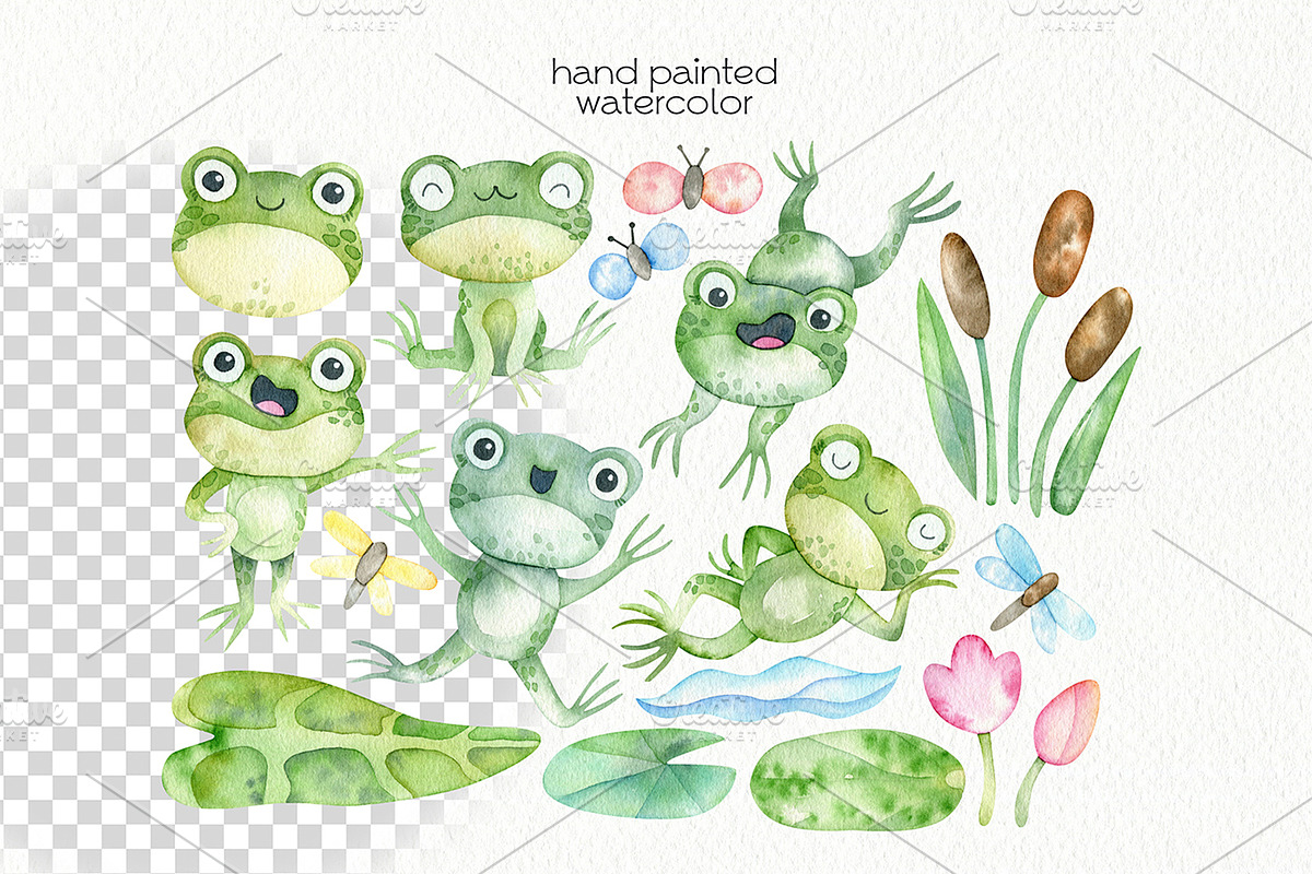 Watercolor Frog Clipart, an Illustration by OllyKo Art (Photo 3 of 5)