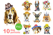 10 watercolor dog portraits. Set 15, an Animal Illustration by Watercolor fantasy (Thumbnail 1 of 5)