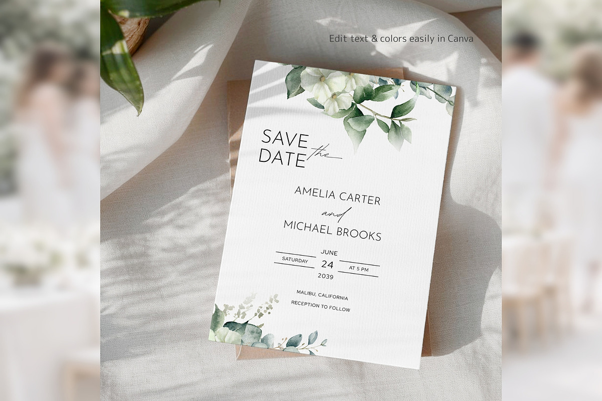 Eucalyptus Save the Date bd014, an Invitation Template by TyphoonStudio (Photo 6 of 9)