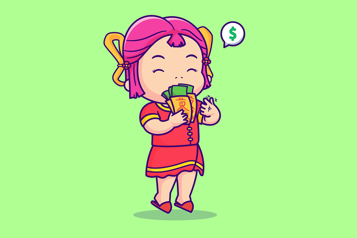 Cute Chinese Girl Holding Money, a Person Illustration by Catalyst Labs (Photo 1 of 3)