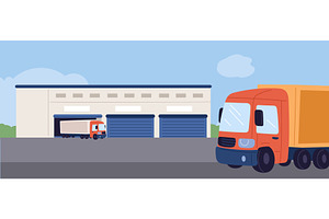 Large warehouse with cargo and, a Transportation Illustration by Vectorbuum