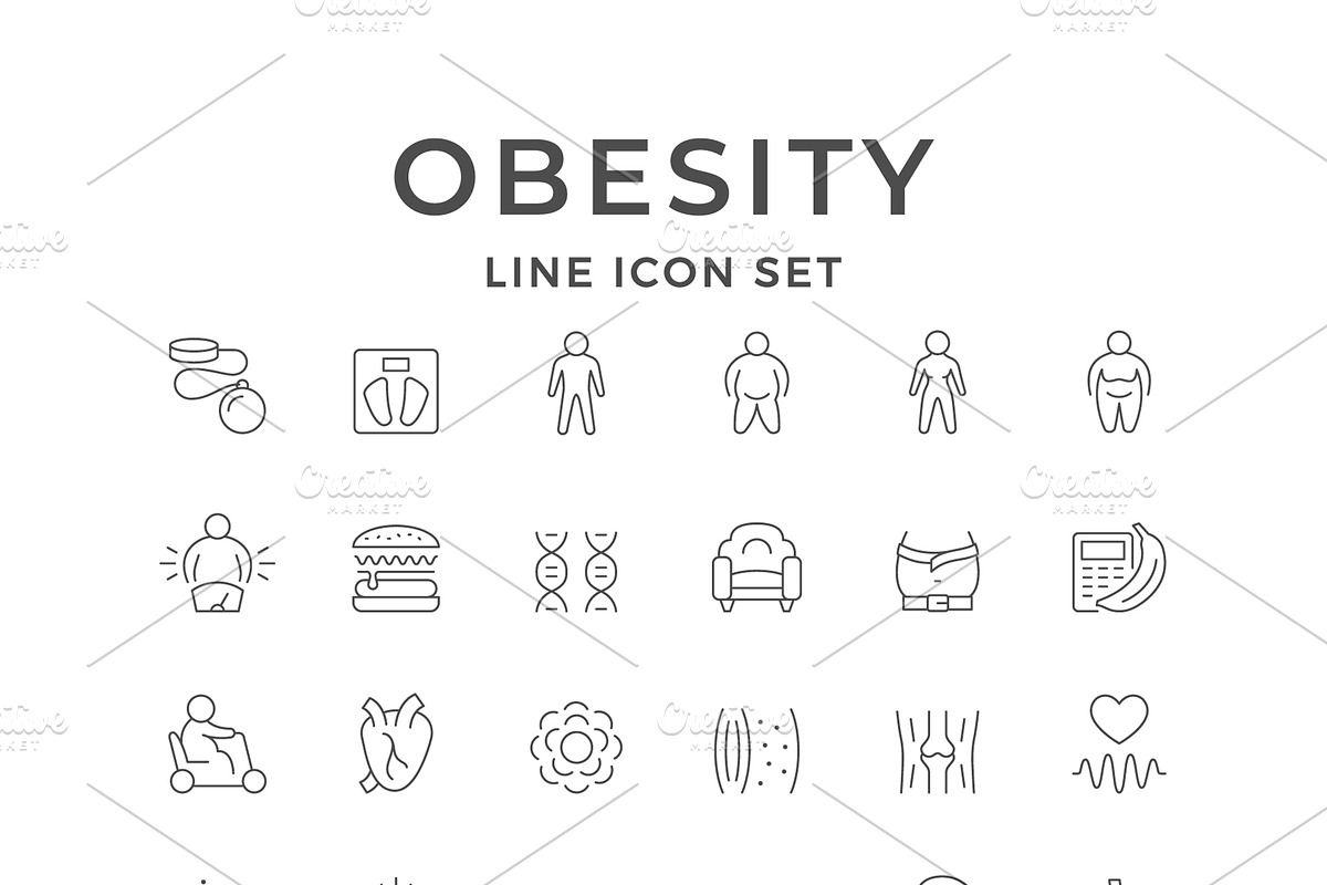 Set line icons of obesity, an Outline Icon by motorama (Photo 1 of 2)