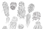 Long hair line art illustrations, an Illustration by esylvia (Thumbnail 2 of 3)