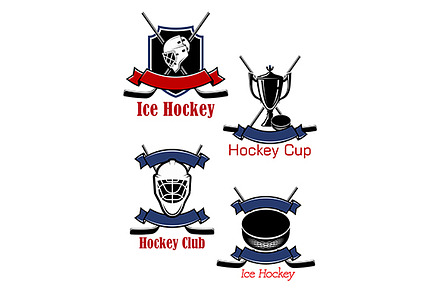 Ice hockey game icons and symbols, a Background Graphic by Vector Tradition