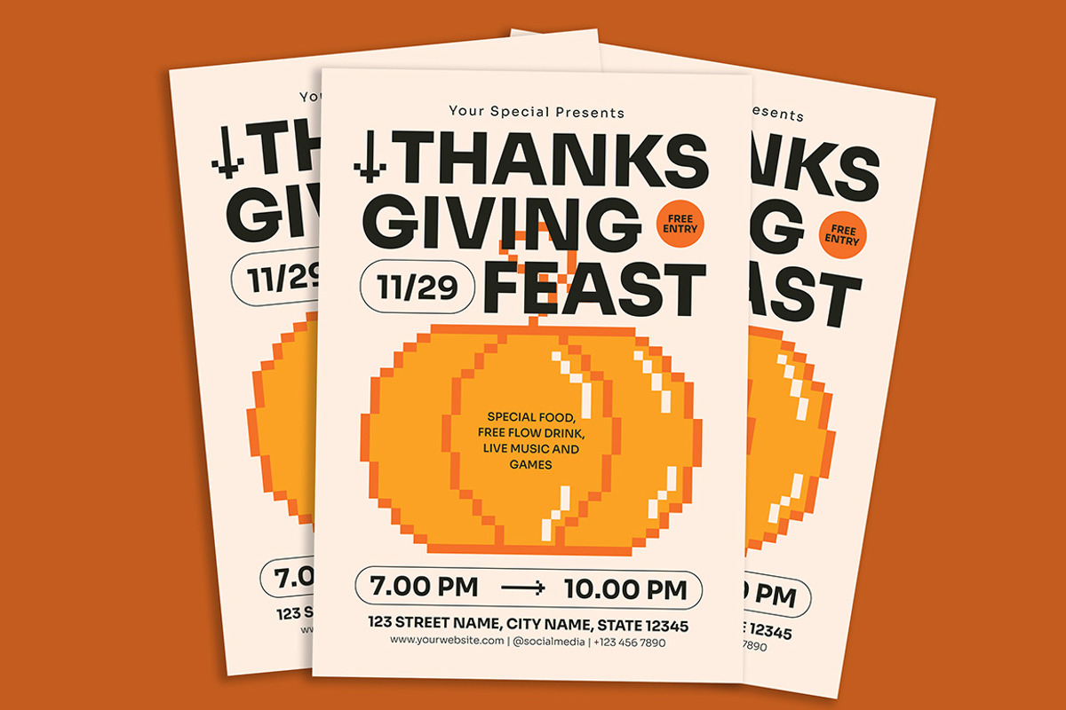 Minimal Thanksgiving Flyer, a Flyer Template by Gumico Studio. (Photo 3 of 3)