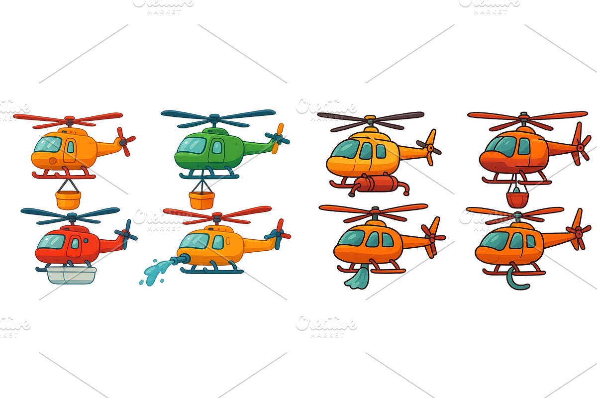 Helicopters in action performing, a Transportation Illustration by ZinetroN