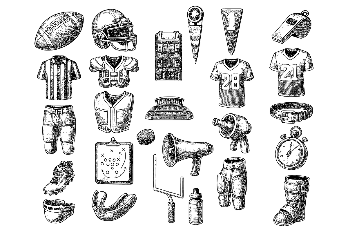 Vintage American Football Gear Set, an Object Graphic by RT Studio (Photo 2 of 4)