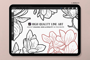 Magnolia Flower Procreate Stamps