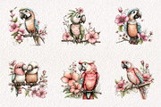 Whimsical Spring Macaws Clipart, an Illustration by CreationArt (Thumbnail 7 of 7)