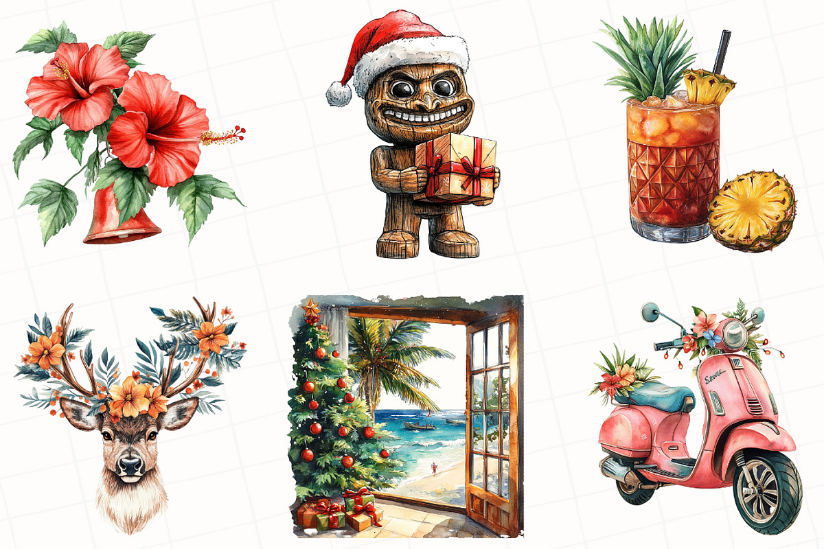 Watercolor Hula Holidays Clipart, an Illustration by OK Design (Photo 2 of 5)