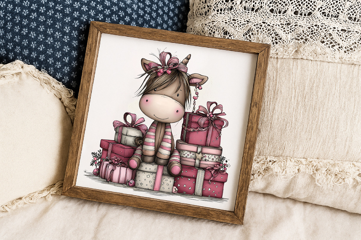Whimsical Unicorn Christmas Clipart, an Illustration by Libby Wishes (Photo 4 of 7)