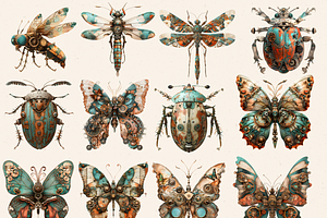 STEAMPUNK ENTOMOLOGIST CLIPART PACK