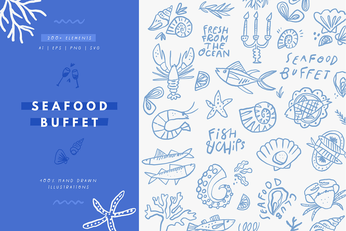 Seafood Menu | Hand drawn clipart, a Food Illustration by Favete Art (Photo 1 of 9)