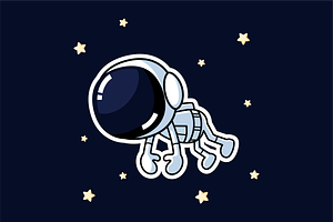 Cute Astronaut Floats In The Space