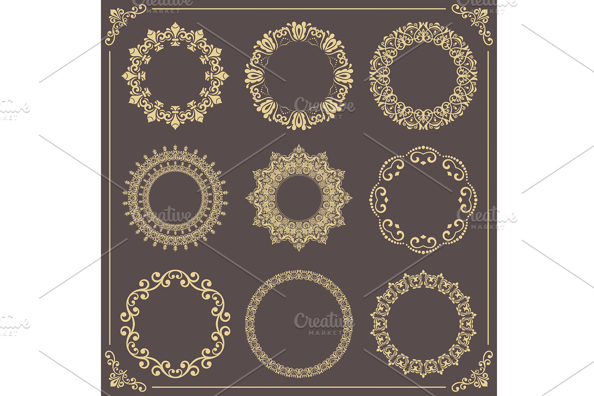 Vintage Big Set of Round Vector, a Decorative Illustration by FineArtStudio (Photo 1 of 3)