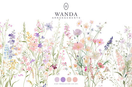 Watercolor Gentle Wildflower Clipart, a Decorative Illustration by Patishop Art