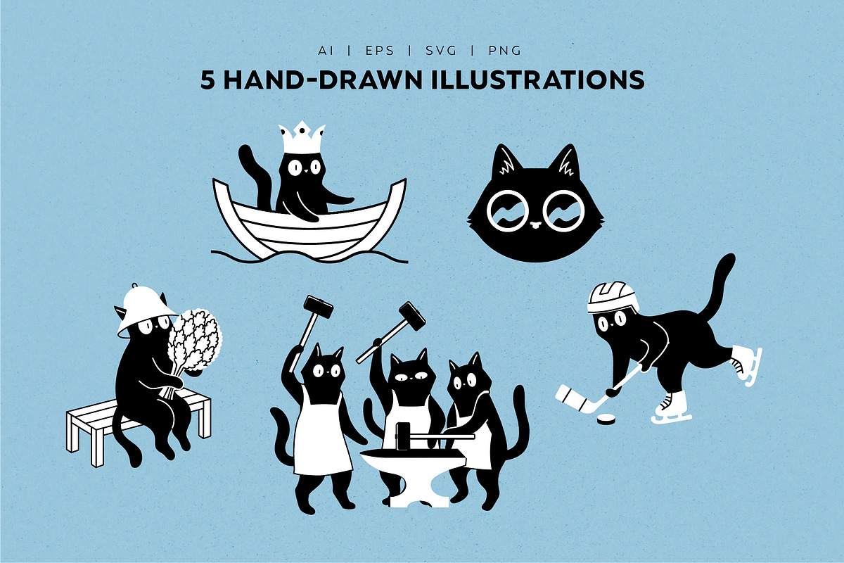 Everyday Nordic Cats Illustrations, an Animal Illustration by helenreveur (Photo 3 of 5)