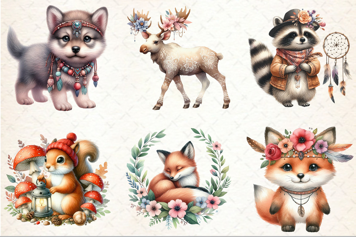 Sweet Boho Woodland Creatures Animal, an Illustration by Rose Art (Photo 3 of 7)