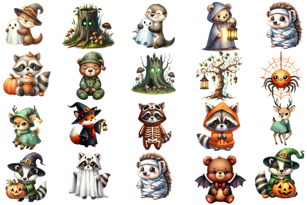 Halloween Clipart Cute Forest Animal, an Illustration by Designworld (Photo 6 of 6)