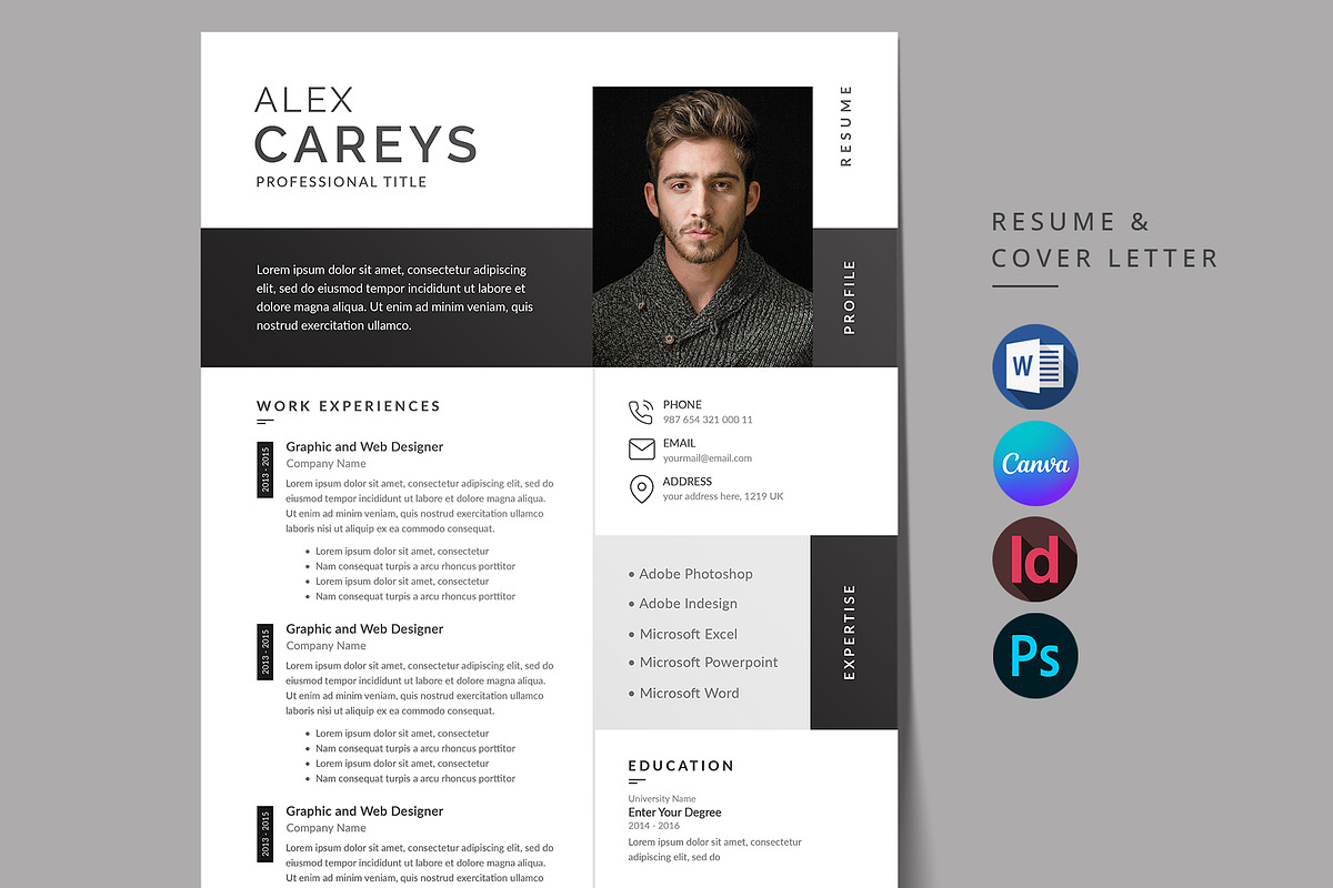 Clean Resume/CV | Word & Canva