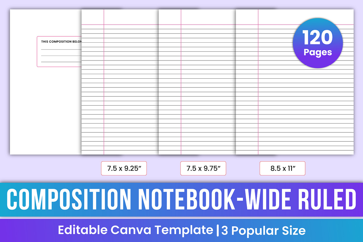 Composition Notebooks- Wide Ruled, a Stationery Template by Mustafiz (Photo 1 of 4)