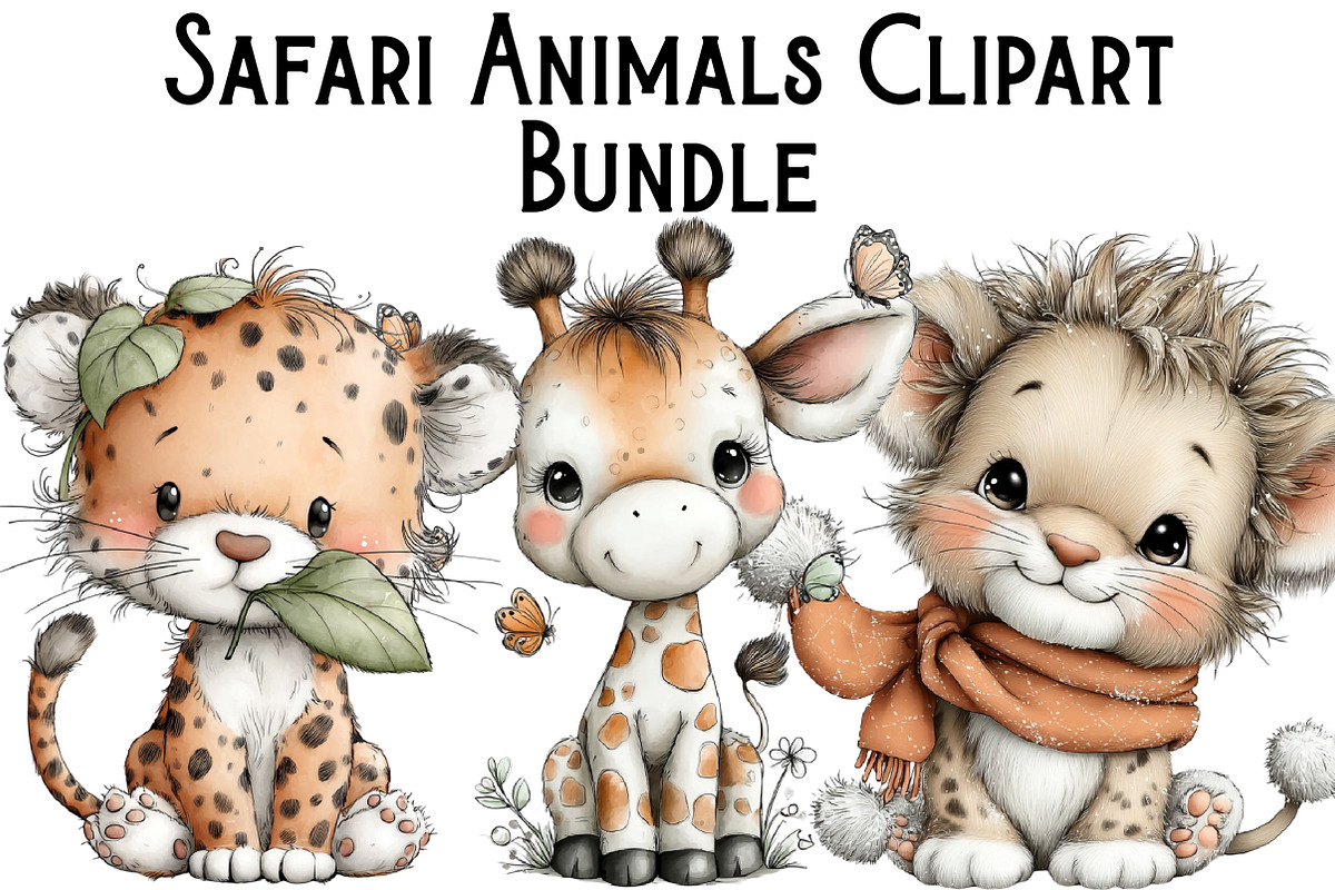 Safari Animals Clipart, an Illustration by Pixels.Craft (Photo 1 of 6)