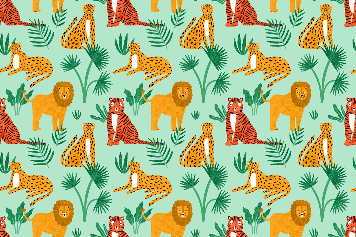 Wild cats seamless patterns, a Pattern Graphic by Good Studio