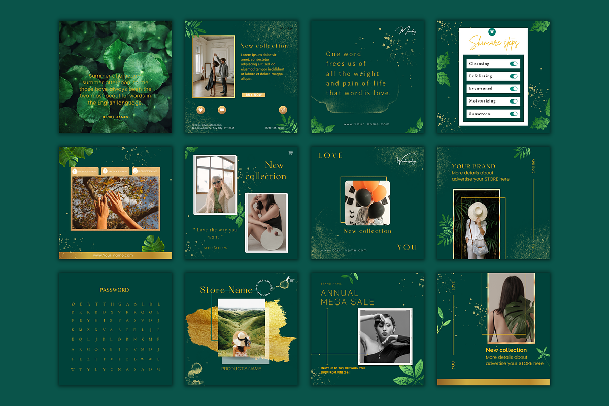 Green Instagram Templates, a Social Media Template by Meoww_Design (Photo 4 of 5)