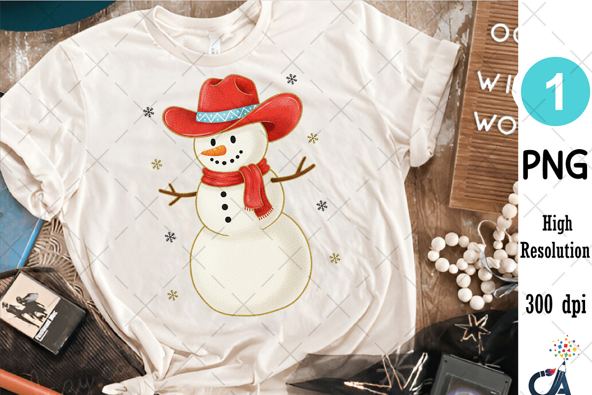 Cowboy Snowman Christmas Glitter Png, an Illustration by Creative Art (Photo 2 of 6)