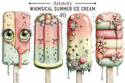 Whimsical Summer Ice Cream Clipart, an Illustration by designcity5 (Thumbnail 1 of 5)