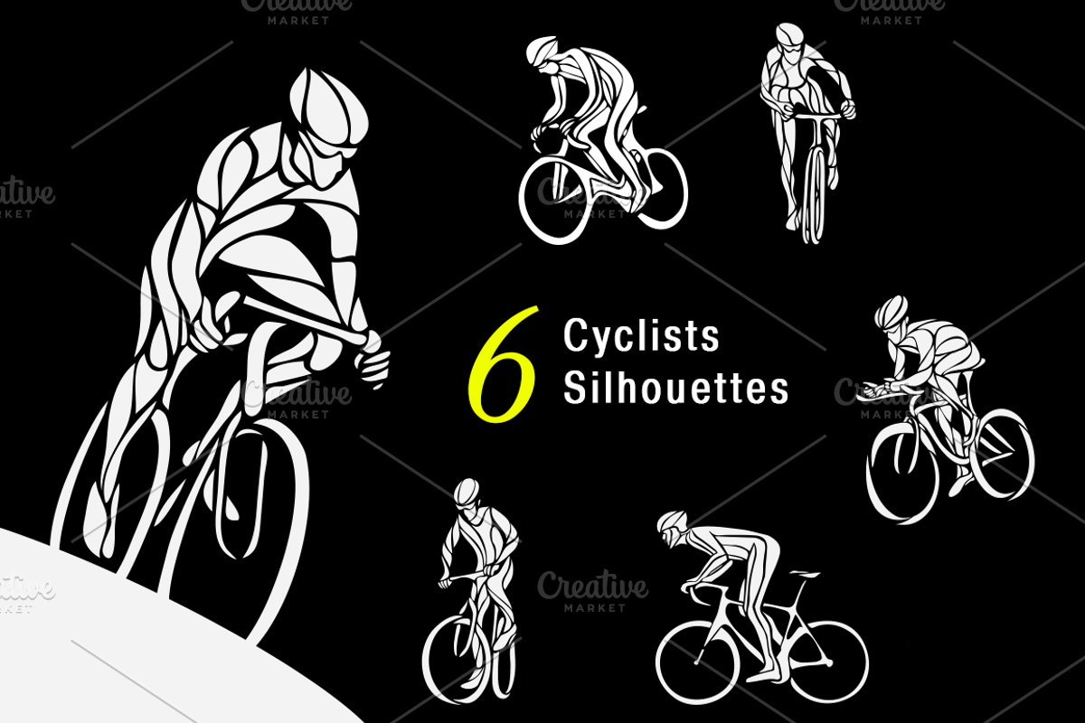 Cycling cyclists silhouettes set, a Person Illustration by Kluva's Wavy Silhouettes (Photo 1 of 4)
