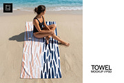 Beach Towel Mockup, a Household Mockup by 1001 mockups (Thumbnail 1 of 11)